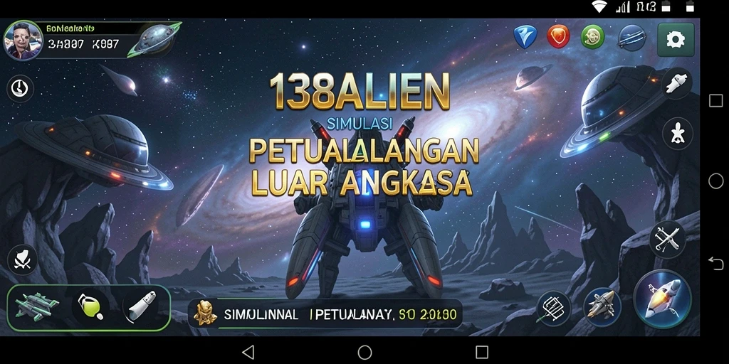 Tampilan tindakan seru dalam gameplay 138ALIEN di luar angkasa.