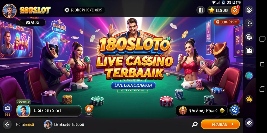 Screenshot gameplay Live Casino di 180SLOT dengan dealer langsung.