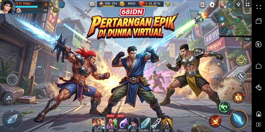 Screenshot gameplay 68IDN menampilkan pertarungan seru antara karakter.