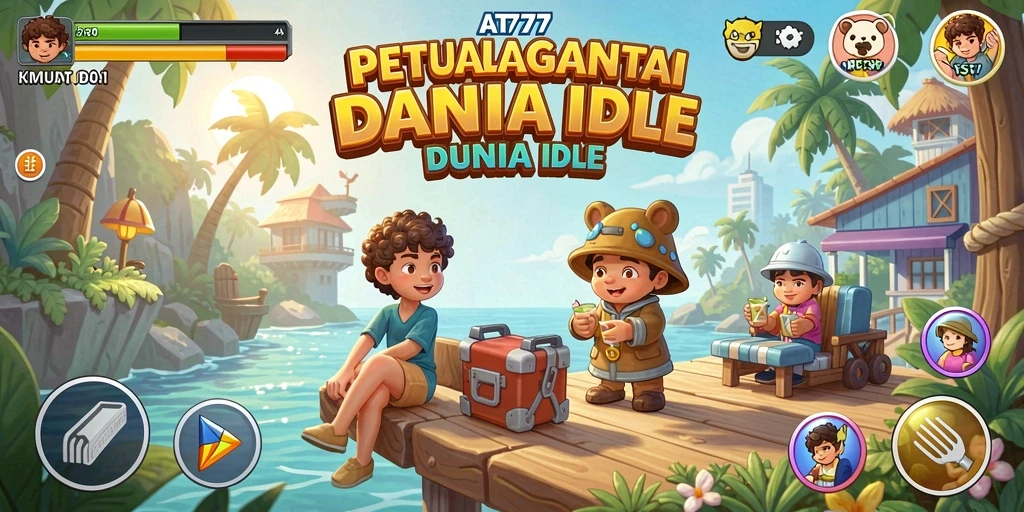 Tampilan gameplay AT777 dengan berbagai karakter dan sumber daya.