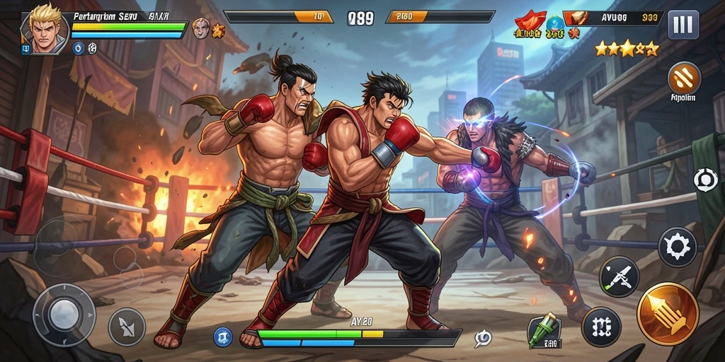 Tampilan gameplay seru dalam AYU89 yang menampilkan pertarungan mendebarkan.