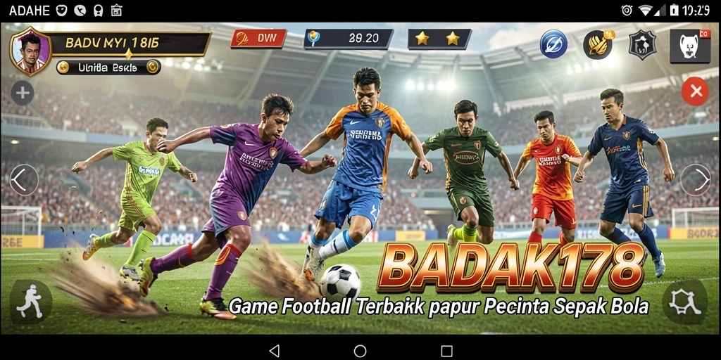 Tangkapan layar gameplay BADAK178 menampilkan momen seru pertandingan sepak bola.