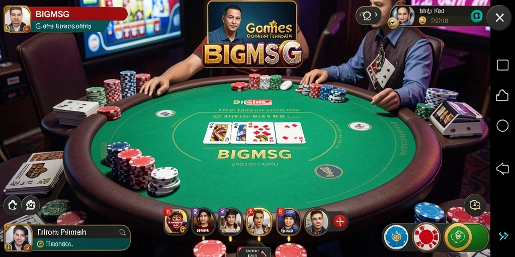 Tangkapan layar utama BIGMSG menampilkan aksi seru permainan Poker.