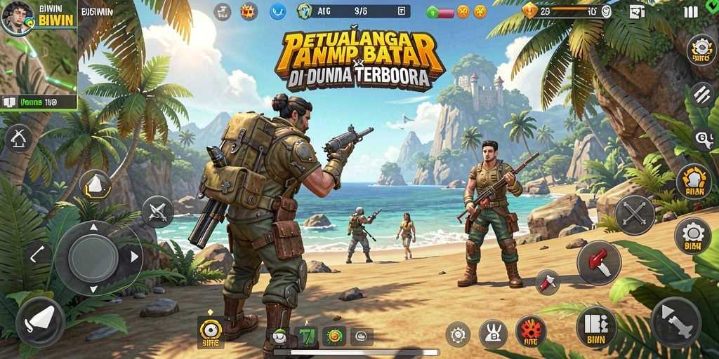 Tampilan gameplay seru dalam dunia terbuka BIWIN.