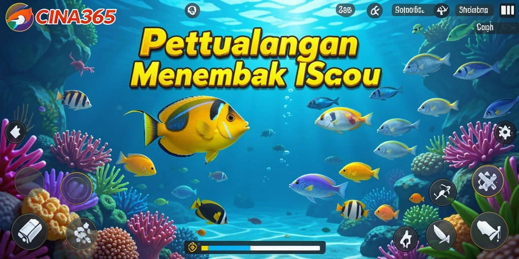 Tampilan gameplay CINA365 yang menampilkan aksi menembak ikan.