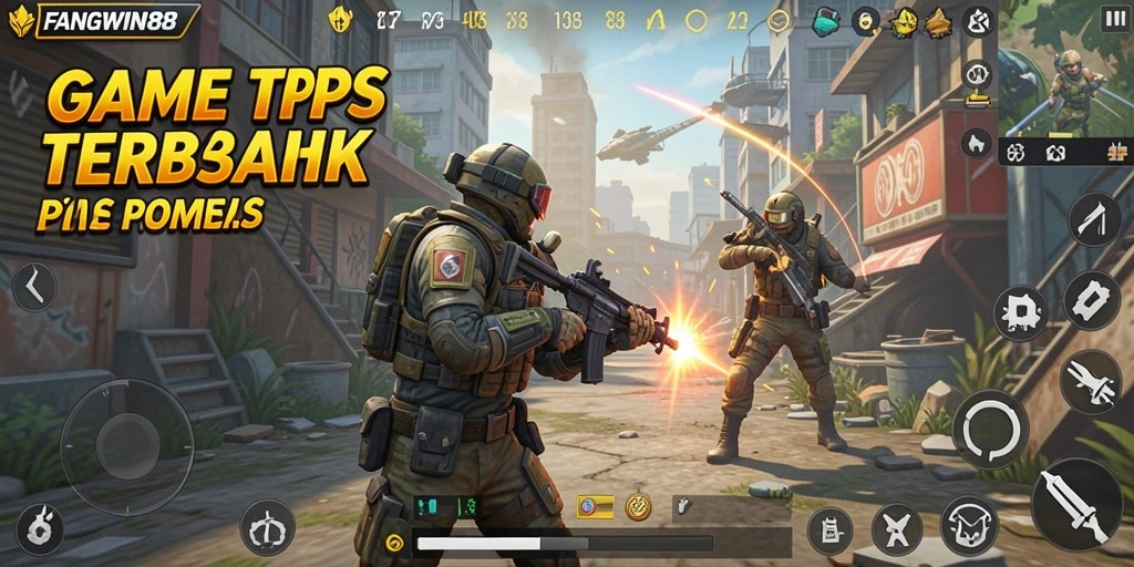 Tangkapan layar utama FANGWIN88 menampilkan aksi seru dalam game TPS.