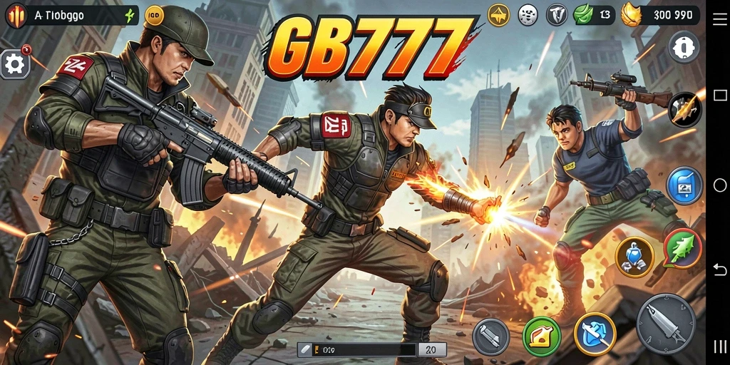 Tampilan gameplay GB777 yang mendebarkan dalam pertempuran aksi.