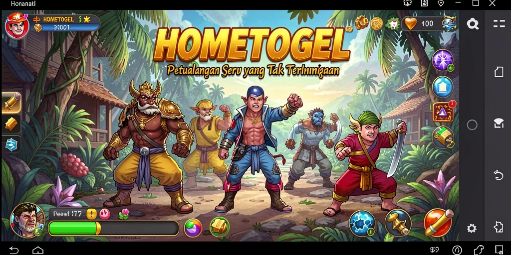 Gameplay petualangan HOMETOGEL yang mendebarkan dan penuh warna.