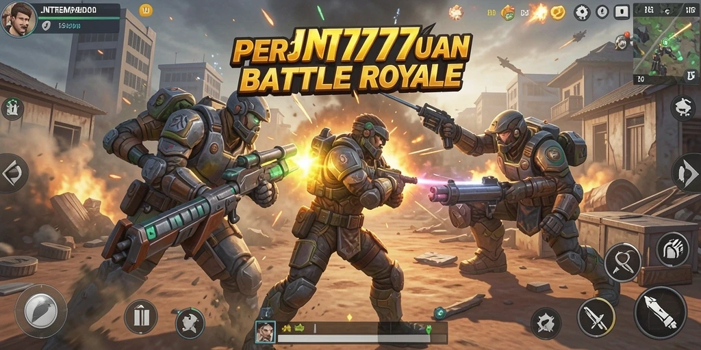 Screenshot JNT777 menampilkan aksi seru dalam Battle Royale.