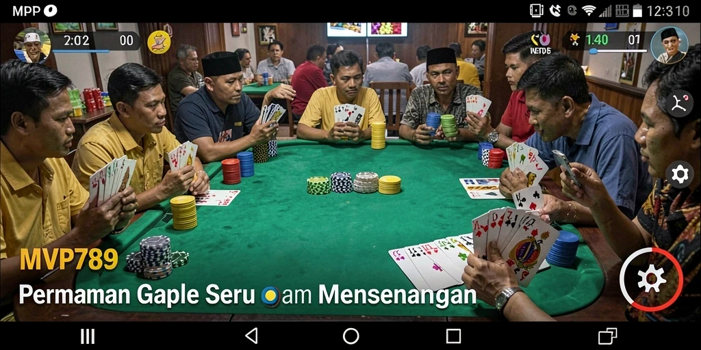 Screenshot utama menunjukkan gameplay Gaple yang seru dan interaktif.