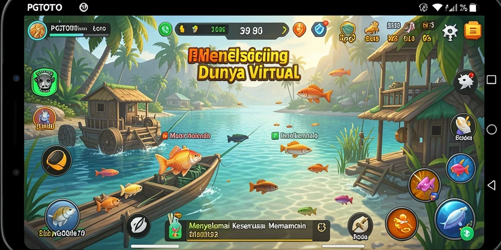 Tampilan screenshot gameplay PGTOTO yang seru saat memancing.