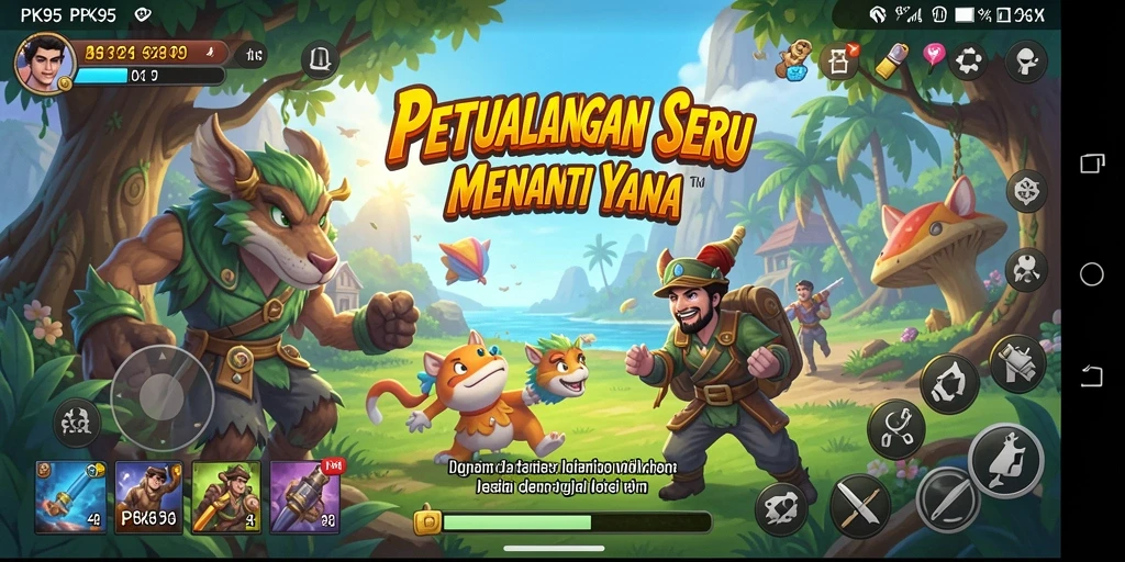 Tampilan gameplay PK95 yang penuh aksi dan petualangan.