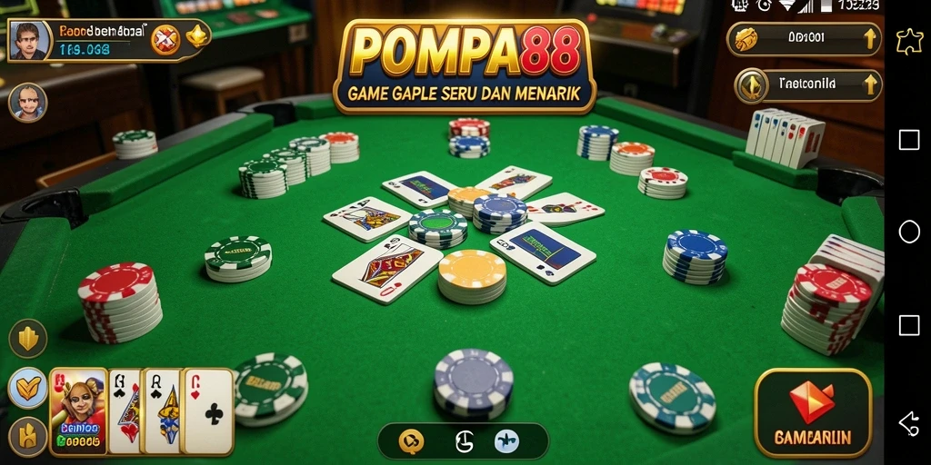 Screenshot gameplay seru dari POMPA88 menunjukkan aksi Gaple.