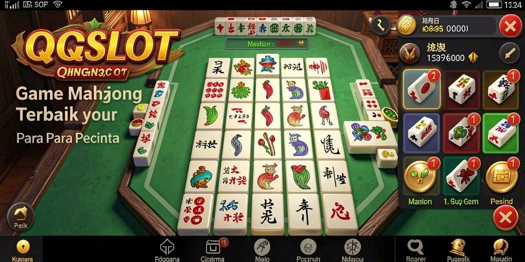 Screenshot gameplay QQSLOT dengan aksi Mahjong yang menegangkan.