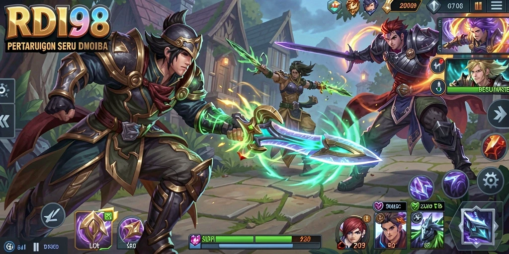 Screenshot RDI88 menampilkan aksi intens dalam pertempuran MOBA.