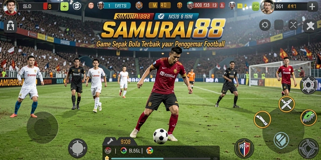 Tampilan gameplay <strong>SAMURAI88</strong> yang menampilkan aksi seru di lapangan sepak bola.