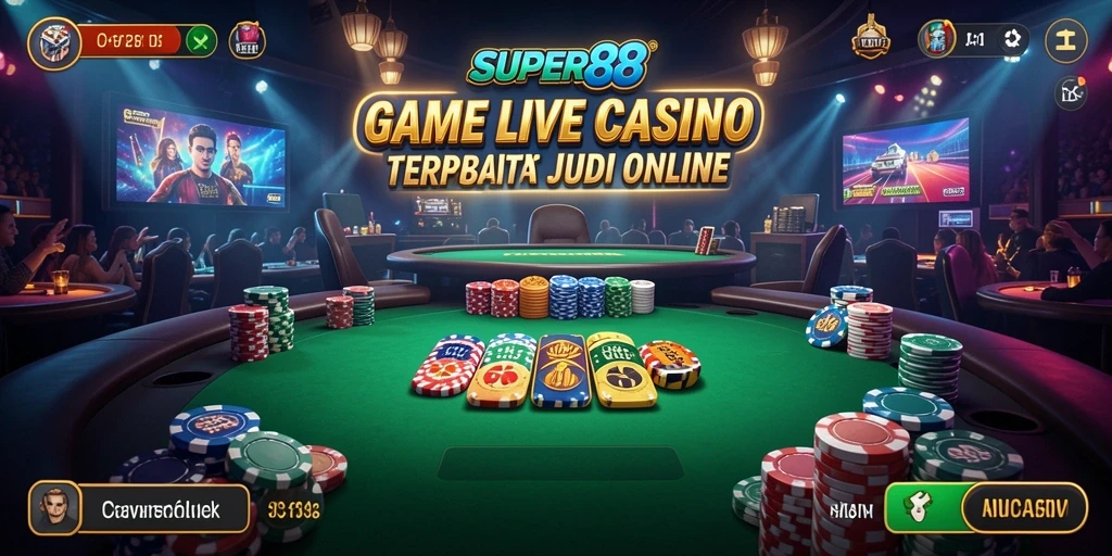Screenshot gameplay <strong>SUPER88</strong> menampilkan dealer langsung dalam suasana kasino.