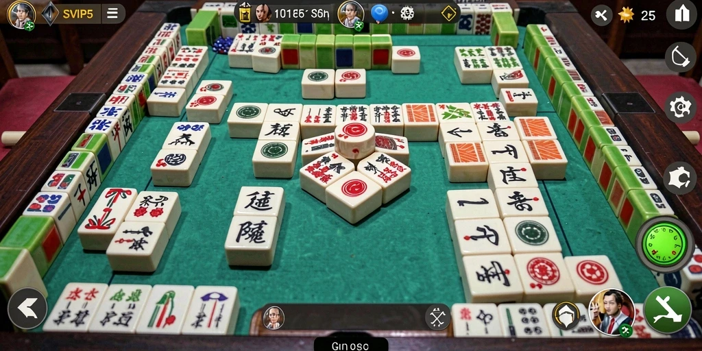 Tampilan gameplay seru dari SVIP5 dengan estetika Mahjong yang menarik.