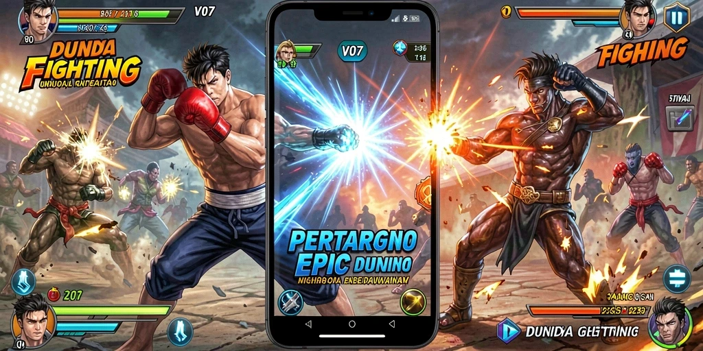 Tampilan gameplay V07 saat pertarungan sengit di arena.