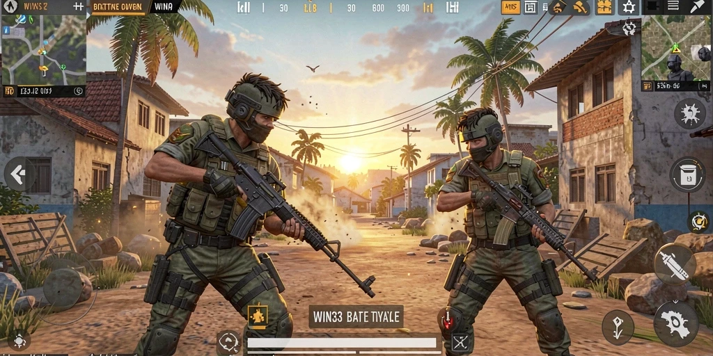 Tampilan gameplay dari <strong>WIN33</strong> yang seru dan mendebarkan dengan aksi Battle Royale.