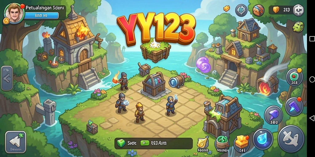 Tampilan gameplay menarik dari <strong>YY123</strong> saat karakter mengumpulkan sumber daya.